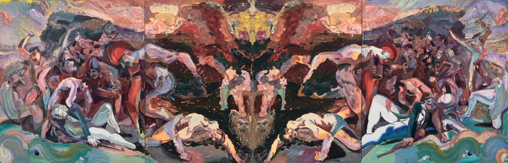 Ben Quilty, 'The Alien, Cook’s Death, After Zoffany’, 2022, oil on linen, 202.0 x 625.0 cm